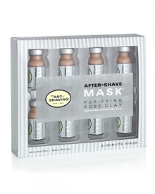 The Art of Shaving® After-Shave Mask® effectively cleanses the pores, as it rejuvenates the look of skin. After-Shave Mask can be used after shaving or at any time to leave your skin with a bright, matte complexion. Purifying Rose Clay from Nevada desert is ours exclusively. This mineral rich clay absorbs impurities from the skin while a select formulation of essential oils rejuvenates the look of skin. Rose water hydrates and tones the skin. The Art of Shaving® After-Shave Mask® effectively cleanses the pores, as it rejuvenates the look of skin. After-Shave Mask can be used after shaving or at any time to leave your skin with a bright, matte complexion. Purifying Rose Clay from Nevada desert is ours exclusively. This mineral rich clay absorbs impurities from the skin while a select formulation of essential oils rejuvenates the look of skin. Rose water hydrates and tones the skin.