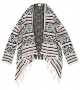 Chic boho style cardigan with fringe from Roxy and awesome Aztec pattern.