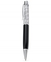 Penmanship with panache. Swarovski's crystalline ballpoint pen is crafted with silver-tone and anthracite details, and features clear crystals for a sparkling touch. Item comes packaged in a velvet pouch. Black ink. Approximate size: 5-3/5 x 3/5 inches.