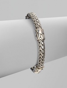 From the Kali Collection. A beautifully woven sterling silver cable with four textured stations. Sterling silverLength, about 7¾Push button claspImported From the Kali Collection. A beautifully woven sterling silver cable with four textured stations. Sterling silverLength, about 7¾Push button claspImported