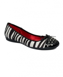 Daring and darling all at once. The Ingrid design by Style&co. takes a sweet ballet flat silhouette and transforms it with animal print, metal studs and a sweet bow. Daring and darling all at once. The Ingrid design by Style&co. takes a sweet ballet flat silhouette and transforms it with animal print, metal studs and a sweet bow.