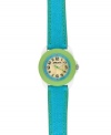 Natural, unpolished bamboo makes this bright, eco-friendly watch by Sprout even more lively. Light blue organic cotton strap with green stitching and round ivory corn resin case. Light green corn resin bezel. Natural bamboo dial with light blue corn resin inner ring features black printed numerals, minute track, green sweeping second hand and logo. Quartz movement. Limited lifetime warranty.