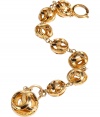 Ultra-chic golden 1980s double C ball bracelet - This super luxe bracelet is authentic vintage Chanel - Stylish ball bracelet with iconic Chanel double C logo - Amp up any outfit with this unbelievable accessory - Perfect for cocktail attire or to dress up daywear