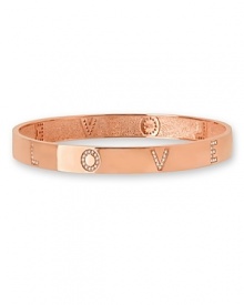 Make a heartfelt statement with this rose gold and sterling silver bracelet from Crislu, accented by delicate cubic zirconia stones. It defines L-O-V-E. Make a heartfelt statement with this rose gold and sterling silver bracelet from Crislu, accented by delicate cubic zirconia stones. It defines L-O-V-E.
