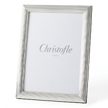 This stunning Christofle Elysees frame is etched with a an optic geometric pattern in gleaming silver plate. This stunning Christofle Elysees frame is etched with a an optic geometric pattern in gleaming silver plate.