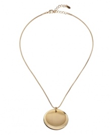 Make your favorite v-neck pop with this illuminating necklace by Monet. Crafted in gold tone mixed metal, this polished pendant features two round discs on a delicate chain. Approximate length: 18 inches + 2-inch extender. Approximate drop: 2 inches. Make your favorite v-neck pop with this illuminating necklace by Monet. Crafted in gold tone mixed metal, this polished pendant features two round discs on a delicate chain. Approximate length: 18 inches + 2-inch extender. Approximate drop: 2 inches.