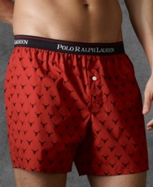 This relaxed-fitting boxer short by Polo Ralph Lauren is woven from crisp cotton and adorned with an allover print.