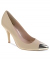 Chinese Laundry's Danger Zone pumps feature a metallic cap toe and a cute covered heel.