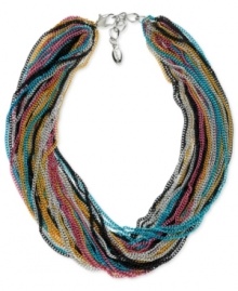 The treasure at the end of the rainbow. With colorful strands of metal chains, this vibrant necklace from GUESS will add some color to a rainy day. Crafted in silver tone mixed metal. Approximate length: 16 inches + 2-inch extender. The treasure at the end of the rainbow. With colorful strands of metal chains, this vibrant necklace from GUESS will add some color to a rainy day. Crafted in silver tone mixed metal. Approximate length: 16 inches + 2-inch extender.