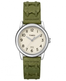 Lace up and go with this chic leather watch from Timex. Lace up and go with this chic leather watch from Timex.