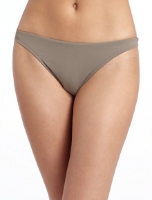 THE LOOKMedium coverageElastic waist and leg openingsTHE MATERIAL80% nylon/20% spandexFully linedCARE & ORIGINHand washMade in USAPlease note: Bikini top sold separately. THE LOOKMedium coverageElastic waist and leg openingsTHE MATERIAL80% nylon/20% spandexFully linedCARE & ORIGINHand washMade in USAPlease note: Bikini top sold separately.