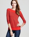 Three Dots Striped Boatneck Top