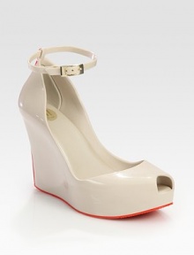 Adjustable wrap-around ankle strap and a slight peep toe enliven this shiny, low-cut style. Self-covered wedge, 3½ (90mm)Self-covered platform, 1 (25mm)Compares to a 2½ heel (65mm)Rubber upperRubber lining and solePadded insoleImportedOUR FIT MODEL RECOMMENDS ordering true whole size; ½ sizes should order the next whole size down. Adjustable wrap-around ankle strap and a slight peep toe enliven this shiny, low-cut style. Self-covered wedge, 3½ (90mm)Self-covered platform, 1 (25mm)Compares to a 2½ heel (65mm)Rubber upperRubber lining and solePadded insoleImportedOUR FIT MODEL RECOMMENDS ordering true whole size; ½ sizes should order the next whole size down.