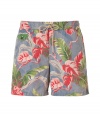 Add some color to your poolside style with these vibrant tropical print trunks from Polo Ralph Lauren - Elasticized waist with drawstring, on-seam pockets, back flap pocket, all-over print - Pair with a polo shirt and sandals for a day in the sun