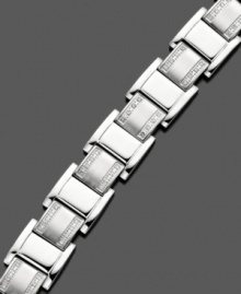 A sophisticated chain-link bracelet for a touch of luxury, everyday. In stainless steel with round-cut diamonds (3/4 ct. t.w.). Measures approximately 8-1/2 inches long. A sophisticated chain-link bracelet for a touch of luxury, everyday. In stainless steel with round-cut diamonds (3/4 ct. t.w.). Measures approximately 8-1/2 inches long.