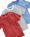 Walk the line. He'll have no problem feeling confident and stepping up in one of these take-notice striped shirts from Tommy Hilfiger.