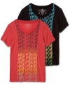 All night long. Get ready to party in this cool, colorful graphic tee from Guess.