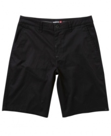 With a laid-back chino fit, these shorts from Quiksilver are the must-have basic every guy needs. With a laid-back chino fit, these shorts from Quiksilver are the must-have basic every guy needs.