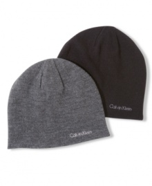 Menswear's master of minimalism brings you just what you're going to need this winter: A soft, reversible beanie ornamented only with the Calvin Klein logo. Menswear's master of minimalism brings you just what you're going to need this winter: A soft, reversible beanie ornamented only with the Calvin Klein logo.
