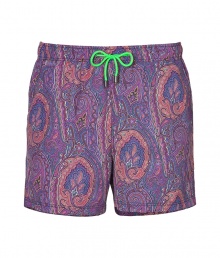 With their cool coloring and characteristic paisley print, Etros swim trunks are a chic way to liven up beachside looks - Elasticized drawstring waistline, neon green tie, side slit pockets - Wear in the water with your favorite sunglasses, or post swim with a bright polo and leather sandals With their cool coloring and characteristic paisley print, Etros swim trunks are a chic way to liven up beachside looks - Elasticized drawstring waistline, neon green tie, side slit pockets - Wear in the water with your favorite sunglasses, or post swim with a bright polo and leather sandals