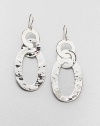 Three links of hammered sterling silver in a chic drop design. Sterling silverDrop, about 2.5Hook backImported 