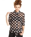 Bring on the fun in American Rag's polka-dot print blouse! The tie-front style and sheer design add loads of sass.