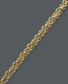 Luxurious links. This simple chain bracelet adds shimmer and shine. Crafted in 14k gold with a small Byzantine link. Approximate length: 7-1/2 inches. Luxurious links. This simple chain bracelet adds shimmer and shine. Crafted in 14k gold with a small Byzantine link. Approximate length: 7-1/2 inches.