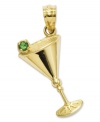 Say cheers to the weekend! This dirty martini charm is crafted in 14k gold with a sparkling green cubic zirconia accent as an olive! Chain not included. Approximate length: 9/10 inch. Approximate width: 2/5 inch.