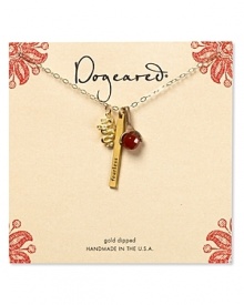 Feel fierce when you don Dogeared's fearless cluster necklace, touting an dragon charm and fiery carnelian. Clasp on the bauble with leather and a bold attitude. Feel fierce when you don Dogeared's fearless cluster necklace, touting an dragon charm and fiery carnelian. Clasp on the bauble with leather and a bold attitude.