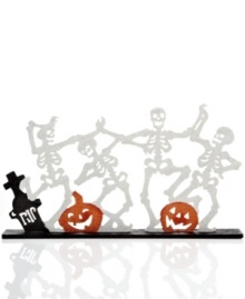 No bones about it, the Skeleton Centerpiece from Kurt Adler will get everyone excited for Halloween. A group of skeletons break it down at the graveyard, all dressed up in dazzling glitter. No bones about it, the Skeleton Centerpiece from Kurt Adler will get everyone excited for Halloween. A group of skeletons break it down at the graveyard, all dressed up in dazzling glitter.
