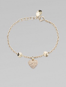 Be brilliant with this dazzling crystal encrusted heart charm on a logo accented link chain. GoldtoneCrystalsLength, about 6Spring ring closureImported Be brilliant with this dazzling crystal encrusted heart charm on a logo accented link chain. GoldtoneCrystalsLength, about 6Spring ring closureImported