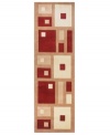 This long runner is ideal for hallways and entryways. A striking cubistic design in burgundy, ivory and creme creates an abstract rug with modern style and refined elegance. A beige backdrop complements the geometric pattern with an absorbing color contrast, which completes the rug with a chic, contemporary finish.