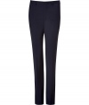 Elegant trousers in fine navy blue wool - Modern slim fit with slanted pockets - The creases create a very slim silhouette - Lightweight, high quality and comfortable - Versatile pants are perfect for many occasions from casual to fancy - Combine with shirt, cashmere pullover and/or a jacket