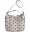 A playful polka dot print covers this lizard-embossed PVC hobo bag from Marc by Marc Jacobs - Classic hobo style, top handle and adjustable shoulder strap, magnetic top closure, roomy interior, all-over lizard embossed dot print- Perfect for your casual-cool day looks or off-duty chic