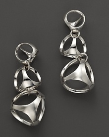 Bold sterling silver earrings showcase Di MODOLO's unique Triadra cages. Bold sterling silver earrings showcase Di MODOLO's unique Triadra cages.