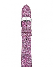 Dress your watch to dazzle with this leather strap from Michele. Designed to add a dash of sparkle to your favorite timepiece, it flaunts high-wattage sparkle and a chic, silvery buckle. Dress your watch to dazzle with this leather strap from Michele. Designed to add a dash of sparkle to your favorite timepiece, it flaunts high-wattage sparkle and a chic, silvery buckle.