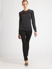 Refined and ultra-soft wool is embellished with lace cut-outs.CrewneckLong sleevesPullover styleVirgin woolDry cleanMade in Italy of imported fabric Model shown is 5'10 wearing US size 4. Refined and ultra-soft wool is embellished with lace cut-outs.CrewneckLong sleevesPullover styleVirgin woolDry cleanMade in Italy of imported fabric Model shown is 5'10 wearing US size 4.