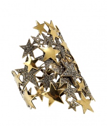 A glimmer and glam style to your cocktail style with this star-embellished cuff from Emilio Pucci - Multi brass and crystal-embellished star cuff - Style with a slinky cocktail sheath and metallic platform sandals