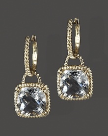 Faceted green amethyst shines in a brilliant 14K yellow gold setting. Faceted green amethyst shines in a brilliant 14K yellow gold setting.