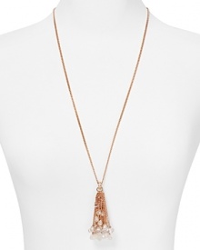 Add a hit of texture and movement to your look with Juicy Couture's beaded tassel necklace. The modern style updates all your best basics. Add a hit of texture and movement to your look with Juicy Couture's beaded tassel necklace. The modern style updates all your best basics.
