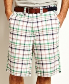 Hit the bbq in style with these classic preppy plaid shorts from Nautica.