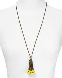 Add a hit of texture and movement to your look with Juicy Couture's beaded tassel necklace. The modern style updates all your best basics. Add a hit of texture and movement to your look with Juicy Couture's beaded tassel necklace. The modern style updates all your best basics.