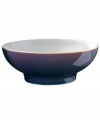 A true gem, the Amethyst serving bowl is simply glazed but boldly hued, in deep indigo and crisp white from Denby's collection of dinnerware. The dishes can embrace their luxe color alone or they can be paired with the playful dots of Amethyst Stone for a well-balanced and uniquely customized table setting.