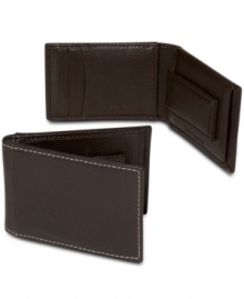 Sharpen up your ensemble style with this leather bi-fold wallet from Tasso Elba. Two are better than one with its sleek reversible style. Sharpen up your ensemble style with this leather bi-fold wallet from Tasso Elba. Two are better than one with its sleek reversible style.