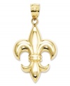 Perfect fashion for the Francophile. This iconic Fleur De Lis charm shines in polished 14k gold. Chain not included. Approximate length: 1-1/5 inches. Approximate width: 7/10 inch.
