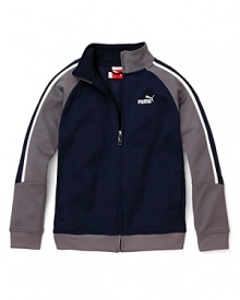 PUMA's easy-wear double knit jacket with flashes of contrast for flair. PUMA's easy-wear double knit jacket with flashes of contrast for flair.