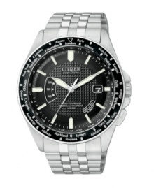 On time, every time, in every city. This Citizen Eco-Drive world time watch stays constantly accurate with radio signals received from Japan, Germany, China and USA. On time, every time, in every city. This Citizen Eco-Drive world time watch stays constantly accurate with radio signals received from Japan, Germany, China and USA.