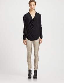 From the HELMUT capsule collection. Jersey cowlneck has long sleeves and a shirttail hem that hits below the hips. CowlneckLong sleevesShirttail hem hits below the hips80% modal/20% nylonDry cleanMade in USA of imported fabricModel shown is 5'10 (177cm) wearing US size Small. From the HELMUT capsule collection. Jersey cowlneck has long sleeves and a shirttail hem that hits below the hips. CowlneckLong sleevesShirttail hem hits below the hips80% modal/20% nylonDry cleanMade in USA of imported fabricModel shown is 5'10 (177cm) wearing US size Small.