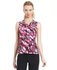 Tahari by ASL's printed top packs a vivid punch whether you pair it with classic suiting or dark jeans on the weekend! Tahari by ASL's printed top packs a vivid punch whether you pair it with classic suiting or dark jeans on the weekend!