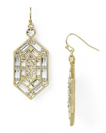 Clean lines and geometric shapes give these Aqua earrings Art Deco edge. Clean lines and geometric shapes give these Aqua earrings Art Deco edge.